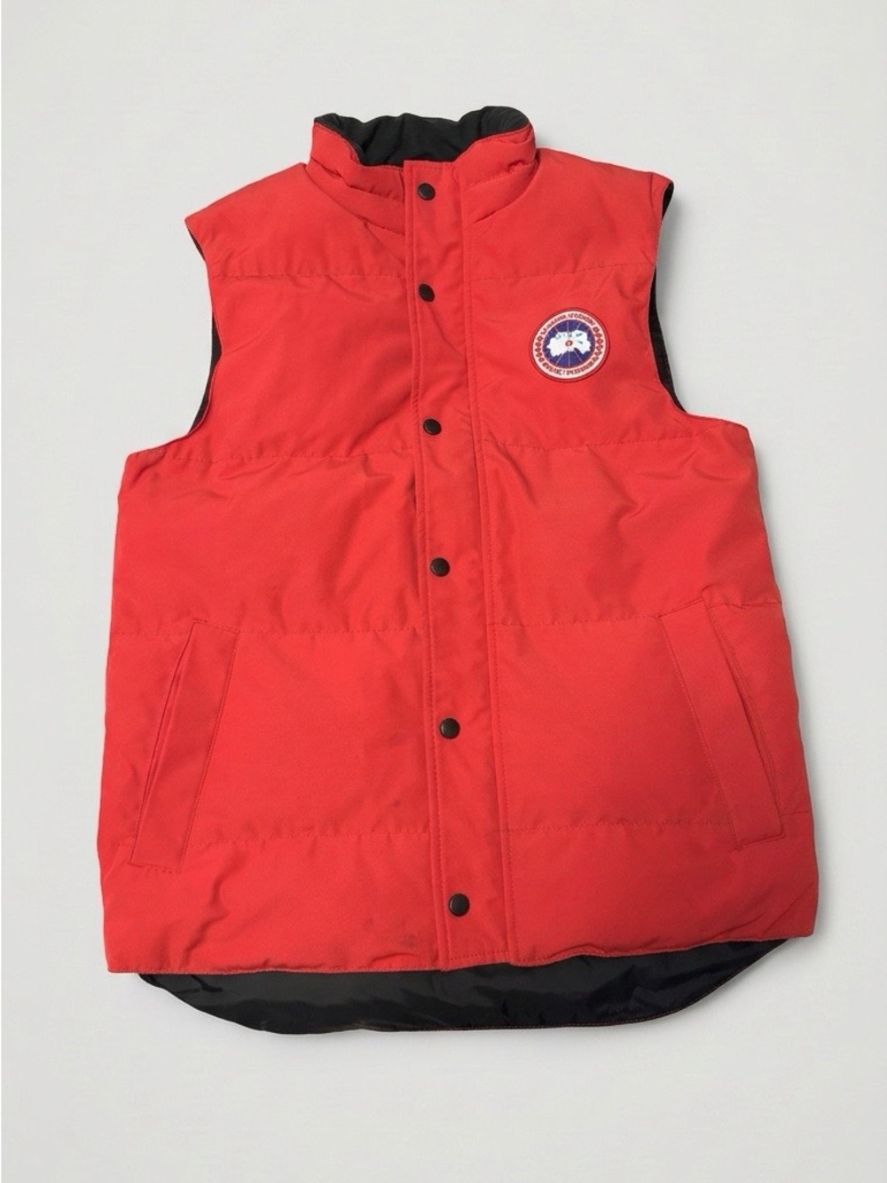 Canada Goose Red Quilted Down Vest with Logo Patch